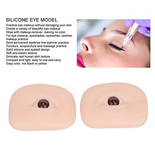 FILFEEL 1 Pair Soft Silicone Eye Model Flexible 5D for Practicing Piercing Suture Makeup Teaching Instructions for Eye Makeup, Semi Permanent Eyebrow Line Practice (Brown Eyeball)