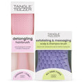 Detangler Hairbrush & Scalp Massager Bundle for All Hair Types - Pink & Purple