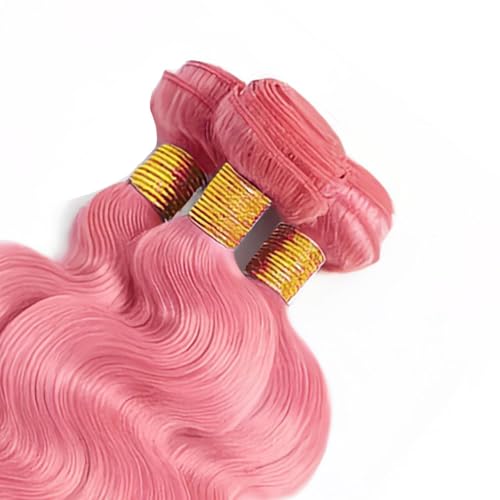 Pink Body Wave Human Hair Bundles - 3 Pack 10-14 Inch Brazilian Virgin Hair