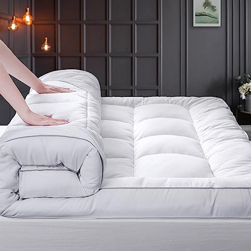 White King Pillow Top Mattress Topper 100% Cotton with Down Alternative Fill