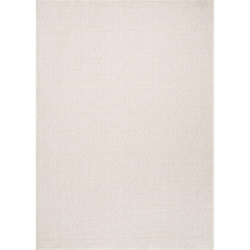 Indoor Outdoor 8x10 White Jute-Style Rug - Woven Solid Fiber Boho Carpet