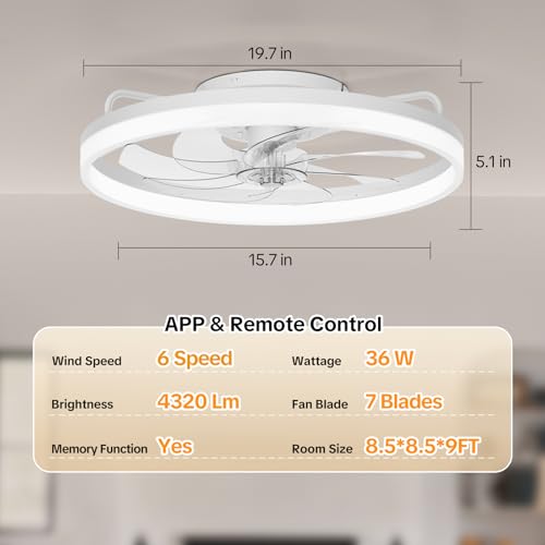 Amceiling 20-Inch White Ceiling Fan with Lights - Easy Install Bedroom Fan