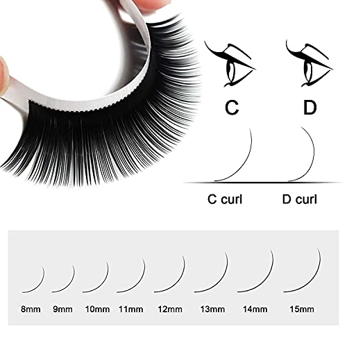 QUEWEL Eyelash Extension Supplies 0.07 D Curl Mix-8-14mm Classic Individual Lash Extensions|Optinal 0.03/0.05/0.07/0.10/0.15/0.20 C/D Single 8-25mm Mix 8-14mm 15-20mm 20-25mm|(0.07 D MIX-8-14mm)