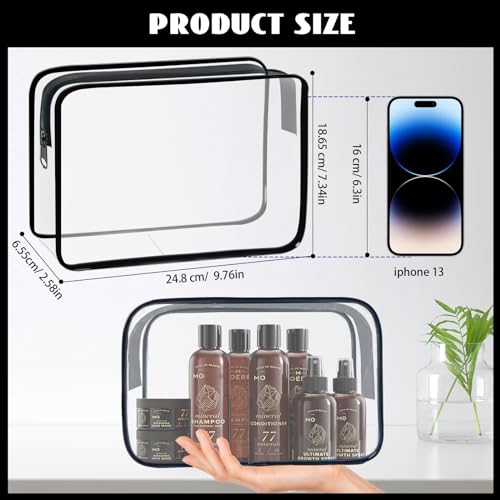 16 Pack Waterproof TSA Approved Cosmetic Toiletry Bags - Black Large