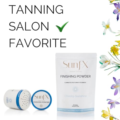 SunFX Post Spray Tan Translucent Finishing Powder | Talc Free | Sunless Tanning Powder with Large Professional Fan Dusting Brush | Cheeky-Sunshine