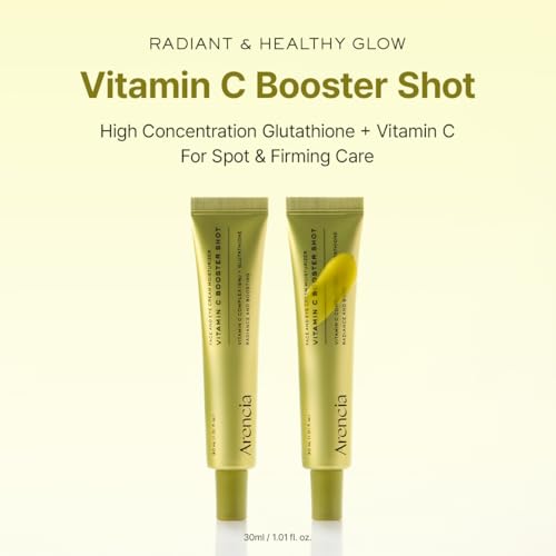 Arencia Vitamin C Booster Shot Serum with Glutathione, Niacinamide and Vitamin E for Dark Spot Care, Fine Lines & Wrinkles, Glass Skin, Korean Skincare 30ml/1.01 fl.oz (Pack of 2)