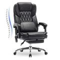 Massage Office Chair with Footrest & Lumbar Support - Black, Set of 1 - Ergonomic Executive Desk Chair