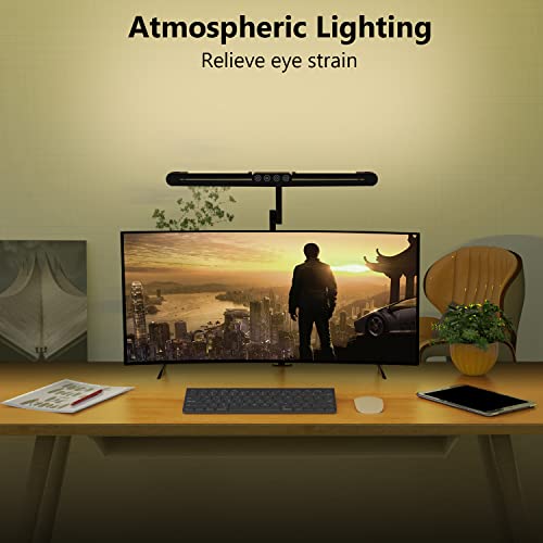 Dark Black Micomlan Clamp Desk Lamp with Remote, 24W Auto Dimming Architect LED Light for Home Office