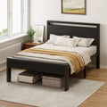 Full Size Bed Frame with Wood Headboard - Black, 14 Inch Under-Bed Storage