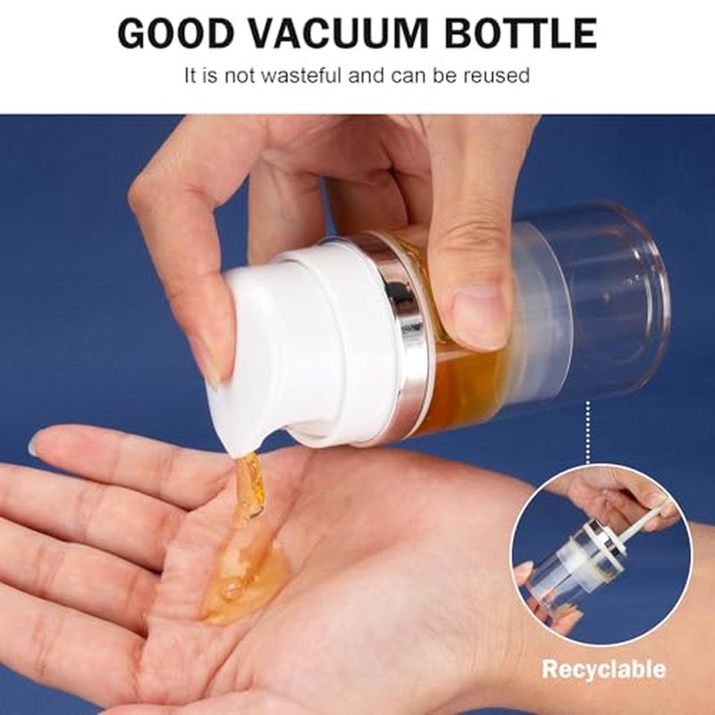 Cosywell Airless Pump Bottles 1.7oz/50ml 6 Pack Pump Bottle Dispenser Empty Moisturizer Airless Pump Jars Cosmetic Pump Container Travel Pump Bottles for Shampoo Lotion Cream(Clear)