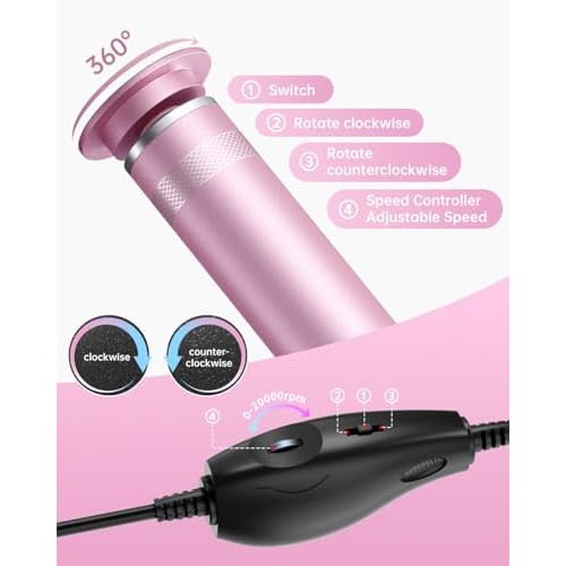 Electric Foot Callus Remover, Upgrade Electric Foot File Callus Remover for Feet, Adjustable Speed Foot File with 60 Pcs Sandpaper Discs, Foot Scrubber for Cracked, or Tough Skin and Calluses, Pink