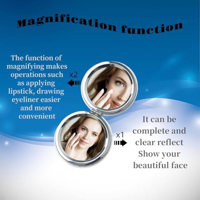 Double-Sided Pocket Compact Mini Makeup Mirrors 1x, 2X Magnifying Mirror Portable Foldable Round Small Purse Mirror Suitable Daily Party Travel for Man Woman - Skull Lizard