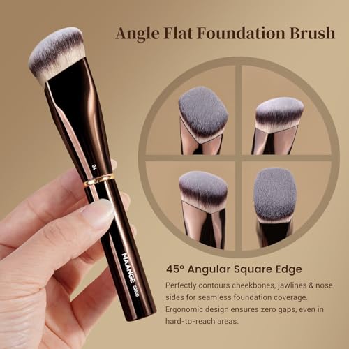 MAANGE Makeup Brushes 16Pcs Professional Foundation Powder Blush Contour Eyeshadows Double-End Makeup Brushes Set with Bag and Gift Box-CoffeeBrown