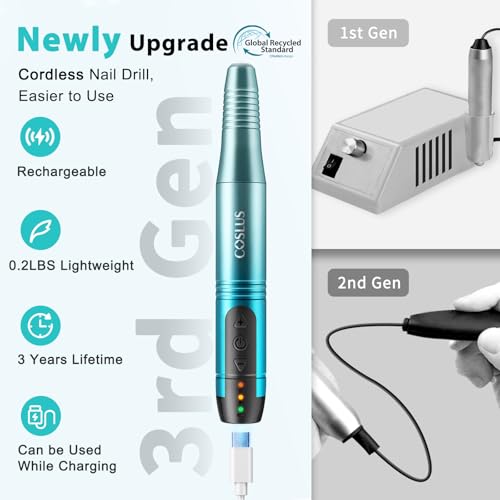 Cordless Nail Drill Electric File Kit - Gradient Blue, All-in-One Manicure & Pedicure Tool