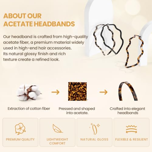Tortoise Wavy Glasses Headband for Women Eyewear Friendly No Headache Hair Accessory