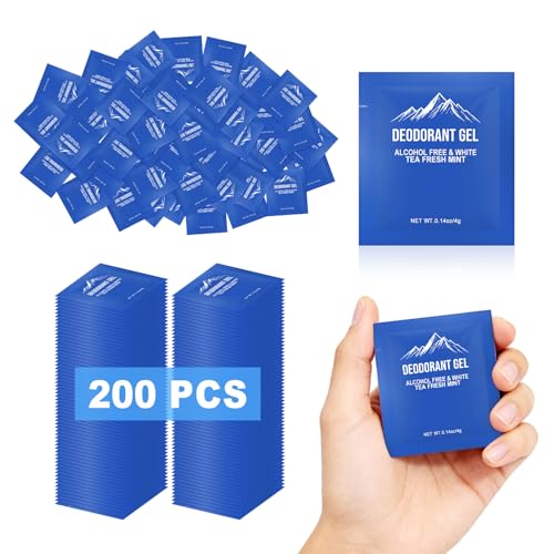 200 Pack Travel Size Deodorant Gel - Individually Wrapped, TSA Friendly Men & Women