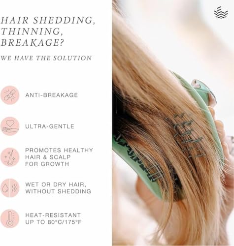 Manta Mirror Anti-Breakage Hairbrush - Travel Detangler & Scalp Massager - Blue