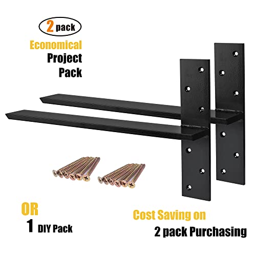 (2-Pack) 16-Inch Free Hanging T Shelf Brackets, Heavy Duty Steel Floating Support, Hidden Countertop Hardware, PetrelWing DIY Shelving