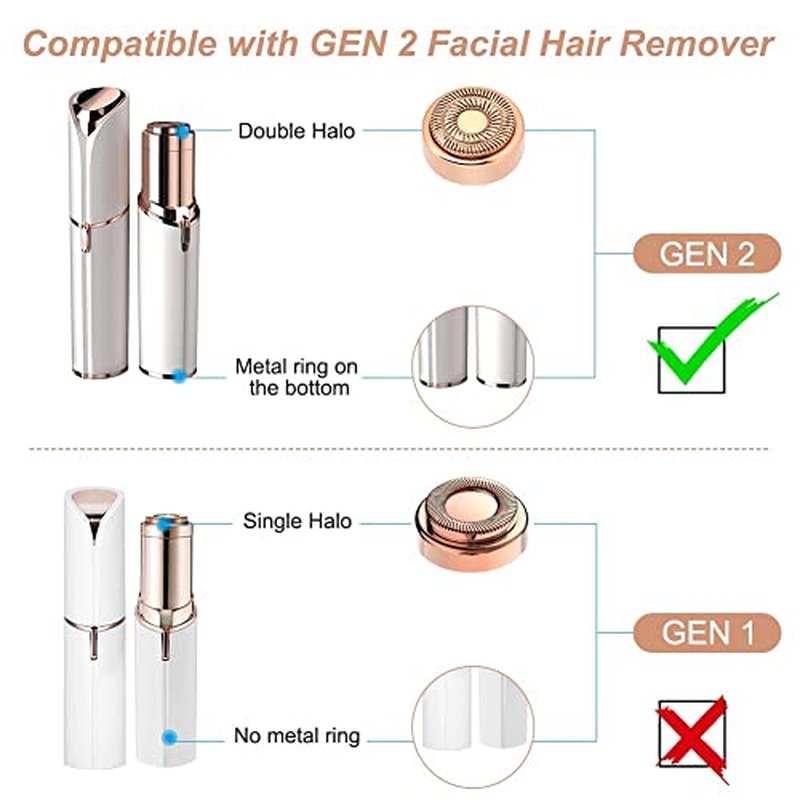 acial Hair Remover Replacement Heads Generation 2, Double Halo Replacement Heads for Finishing Touch Facial Hair Removal for Women, 18K Gold-Plated Replacement Heads for Facial Hair Remover (6 PCS)