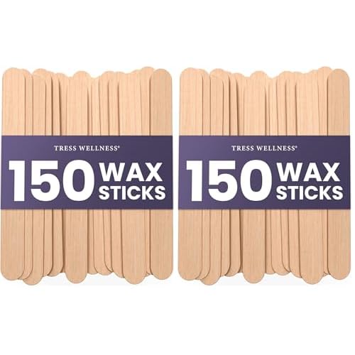 Tress Wellness - Waxing Sticks for Hair Removal - Premium Splinter-Free Wooden Sticks for Waxing, Wax Stick for Body and Face Waxing,150 Wax Sticks (Pack of 2)