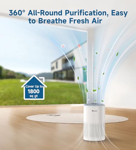 White VEWIOR Air Purifier for Large Rooms Up to 1800 ft² with HEPA Filter