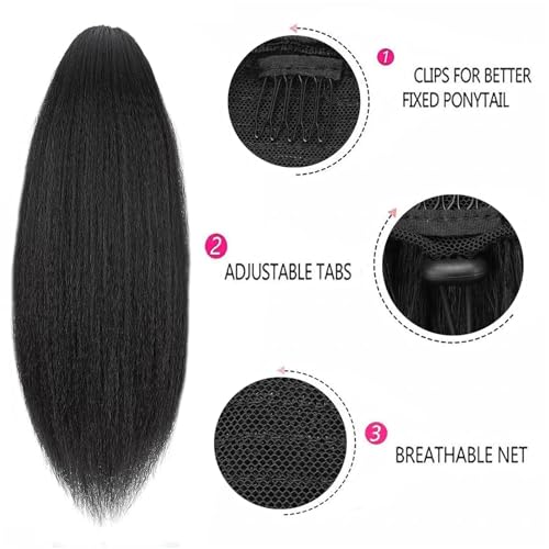 YOUTH HAIR Yaki Straight Ponytail Extension 24 Inch Drawstring for Black Women