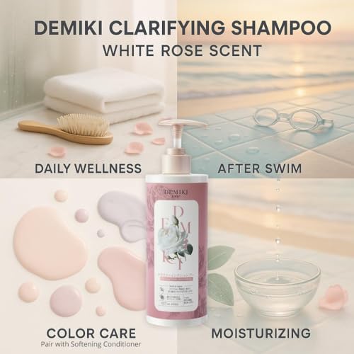DEMIKI Oily Hair Shampoo with Pink Rose Scent 450ml - Sulfate-Free & Color Safe, Red Variant