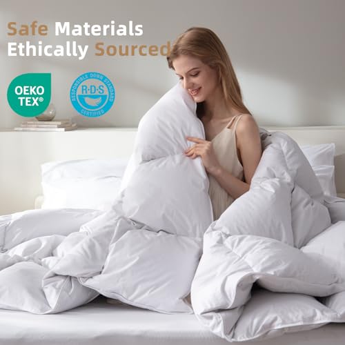 Queen Hungarian Feather Down Comforter 90x90in Organic Cotton Duvet Insert