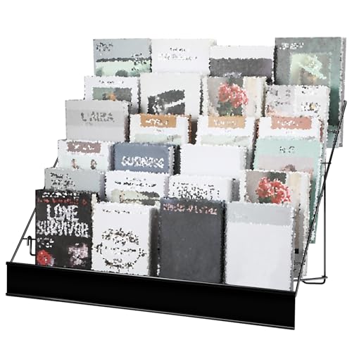 Queekay 6-Tier Metal Magazine & Book Rack - Countertop Display Stand