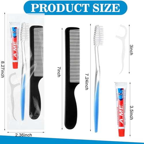 50 Sets Disposable Toothbrush Floss Comb Kits Personal Care Hygiene Pack - Newtay