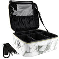 Oewoer Marble White Travel Makeup Bag 10.4in Organizer Case with Adjustable Dividers & Shoulder Strap