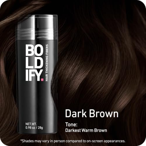 Boldify Hair Fibers for Thinning Hair - Dark Brown, 28g - Instant Volume & Concealer