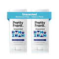 Pretty Frank Natural Aluminum-Free Deodorant Stick Unscented 2.7 Ounce Pack of 2