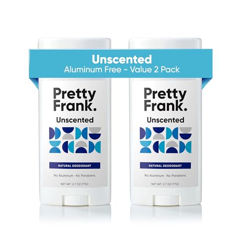 Pretty Frank Natural Aluminum-Free Deodorant Stick Unscented 2.7 Ounce Pack of 2