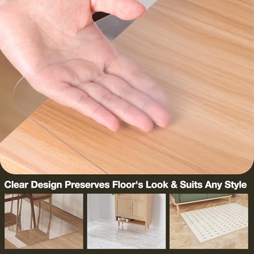 Crystal Clear 5'×7' Floor Mat (Transparent Upgraded) - Waterproof Vinyl Rug Cover, Large 60x84 inch