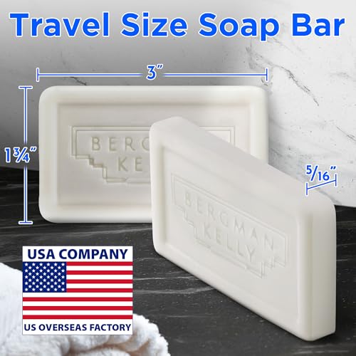 BERGMAN KELLY - Hotel Soap Bars - White Tea, 1 oz, 200 PK - Travel Size Luxury Bulk Amenities Bar Soap - Mini Individually Wrapped Rectangular Soap, Small Toiletries for Airbnb, Motel, Guest Bath