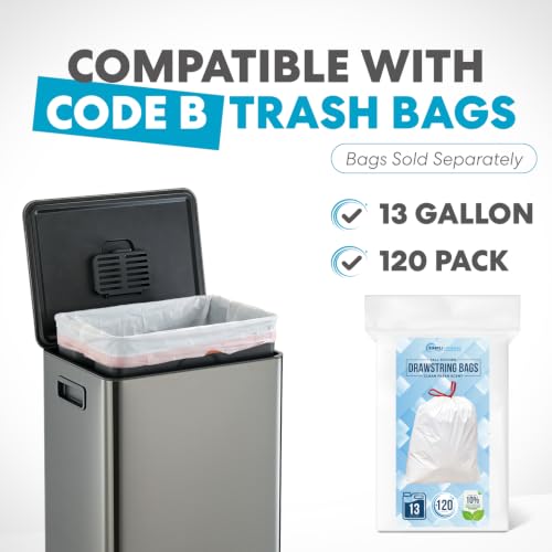Infinity Edge 13 Gallon Kitchen Trash Can - Black, Hands-Free Step Pedal & Soft-Close Lid