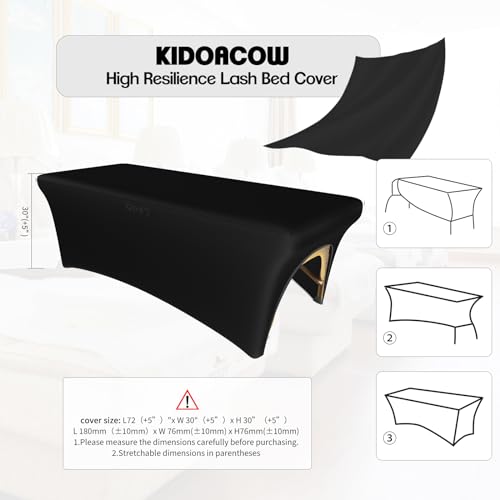 Black Lash Bed Cover Massage Table Cover Protector with Cut-Out for Leg Room£¬ Stretch Rectangular Table Cover for 6FT Eyelash/Spa/Message Bed £¨72"X30"X30" (Black 2 Pcs)