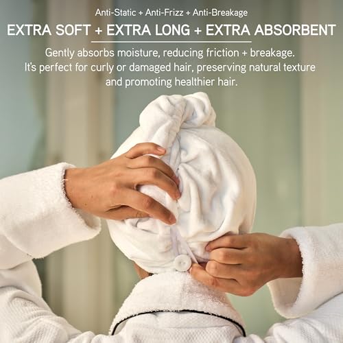White Microfiber Hair Turban Towel for Curly & Long Hair - ILES FORMULA