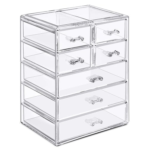 Sorbus 7-Drawer Makeup Organizer with 3 Large and 4 Small Clear Drawers