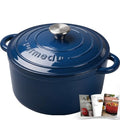 Dutch Oven 5.5QT Enameled Cast Iron Sourdough Bread Cooker Indigo Blue - Parmedu