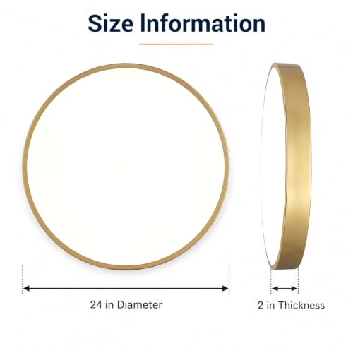 Gold 24-Inch LED Flush Mount Ceiling Light 48W Dimmable 5CCT Modern Fixture