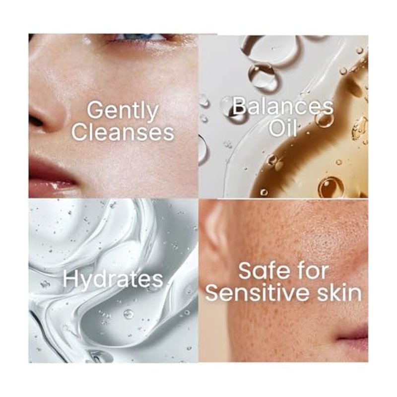 Hydrating Gel Face Cleanser with Amino Acids & Hyaluronic Acid - Gentle Daily Cleanser for Sensitive Skin, Removes Makeup & Excess Oil Without Dryness or Tightness