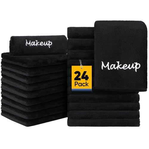UNIMADE Makeup Remover Cloths 24 Pack - Dual-Sided Black Facial Wash Cloths
