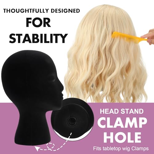 6 Pcs 11 Inch Black Foam Mannequin Heads for Wigs Display & Styling with Pins - Variation of THIS listing
