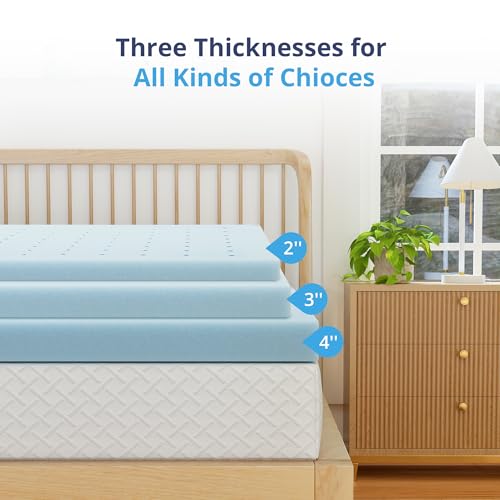 Blue King Memory Foam Mattress Topper - 3 Inch Cooling Gel Infused