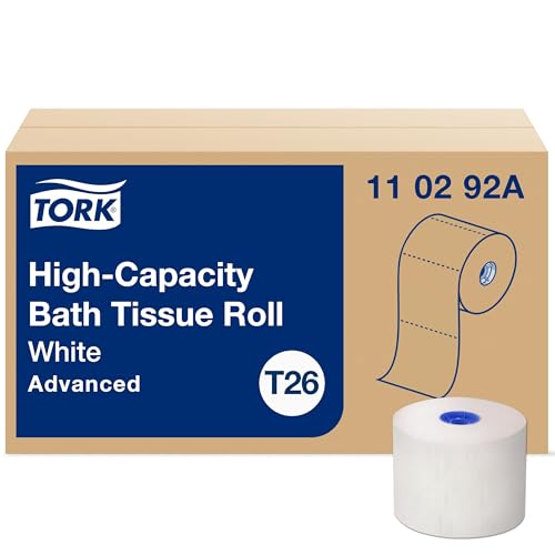 Tork High-Capacity White Toilet Paper Roll Dispenser T26, 36 Rolls, 1000 Sheets Each