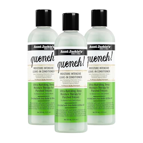 Moisturizing Leave-In Hair Conditioner for Curly, Coily & Wavy Hair - Shea & Olive Oil, 12 oz, Pack of 3