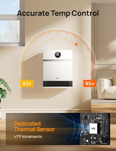 DREO White Wall-Mounted Smart Space Heater with Remote & Alexa - Standard Edition