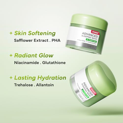 SAM'U PDRN Advanced Sleeping Mask for Purifying, Hydrating Korean Overnight Mask with Cica PDRN & Ceramide Bead for Bright Korean Glass Skin, Soothing Night Moisturizer 70mL / 2.36 fl. oz